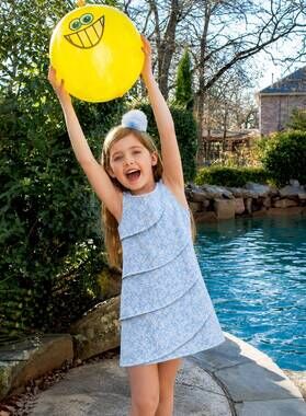 NEW MAGGIE BREEN TOO kid's tiered dress in sky blue print